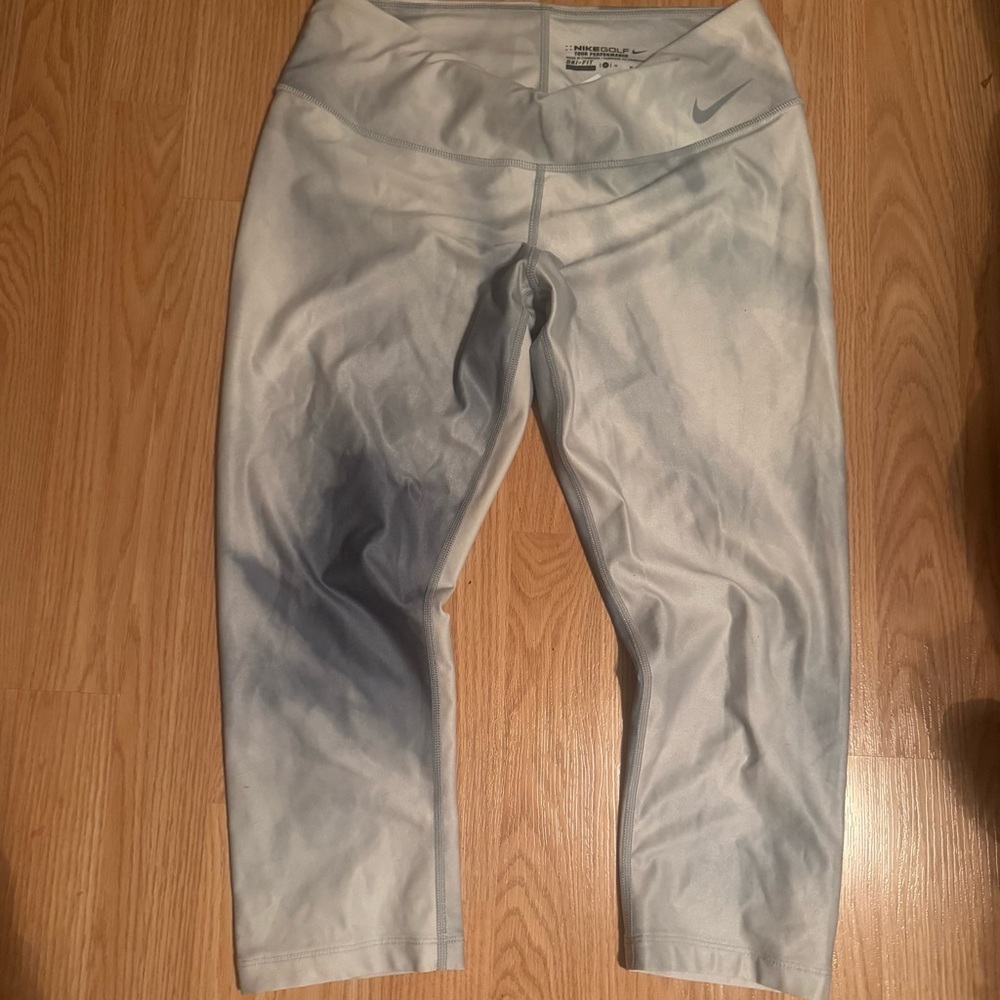 Nike Golf Light Gray and White Athletic Leggings